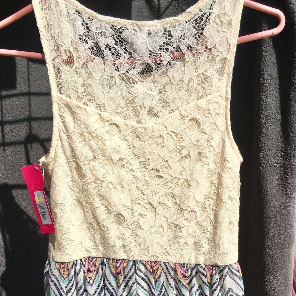 NWT Flirty lace top Dress w/ flared chevron skirt